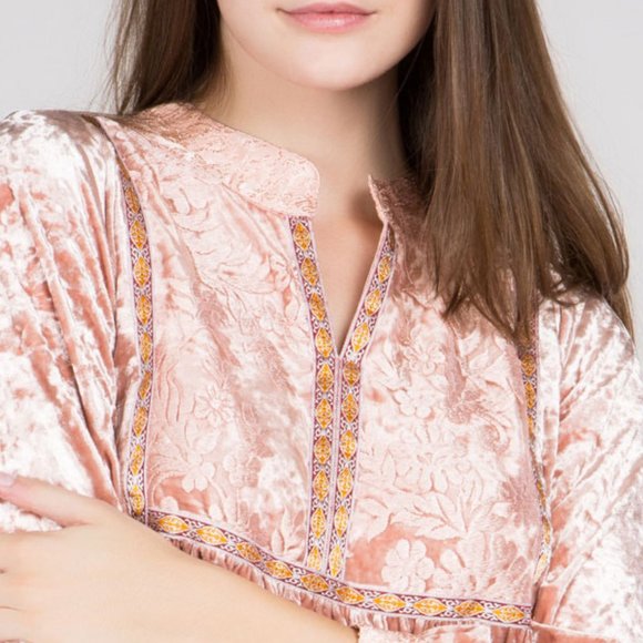 Crushed Velvet & Lace Tunic Dress POL Crushed Velvet Bohemian Size: LG - NWT - Picture 5 of 6